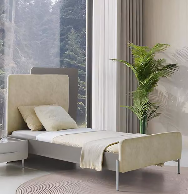 Bett Gepolstertes Kopfteil Minimalistisches Design Stilvolles Kinderzimmer