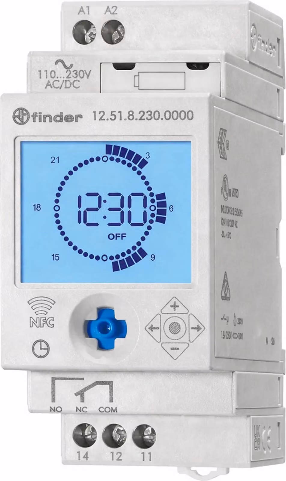 Finder Timer digitale a 1 canale, LCD, guida DIN, 12.51.8.230.0000, 1 pz.