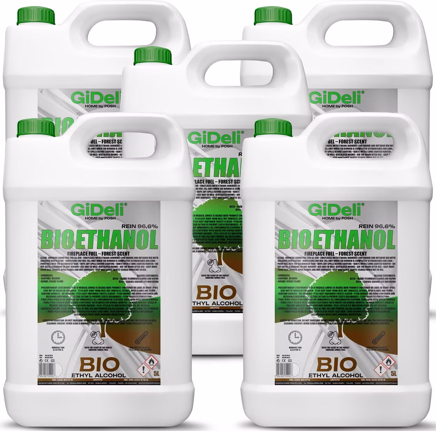 Bioetanolo profumato alla foresta 96,6% 25L per caminetti universali senza fumo e senza fuliggine GiDeli