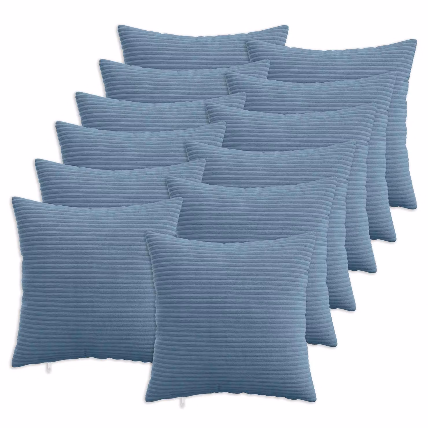 Set di 12 federe vidaXL HEERLEN blu in velluto a coste, L/P: 40 x 40 cm