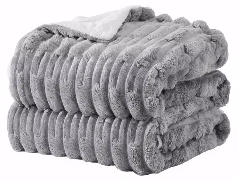 Elzusha - Piumino invernale, ideale come coperta per divano e letto, motivo geometrico grigio