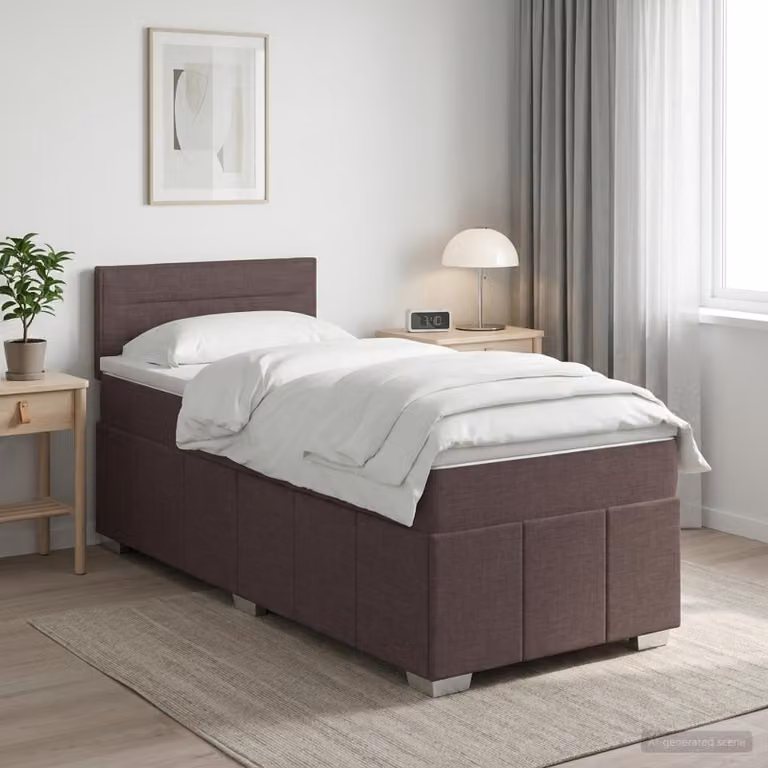 Maison Exclusive - Letto boxspring con materasso marrone scuro 90 x 200 cm Tessuto