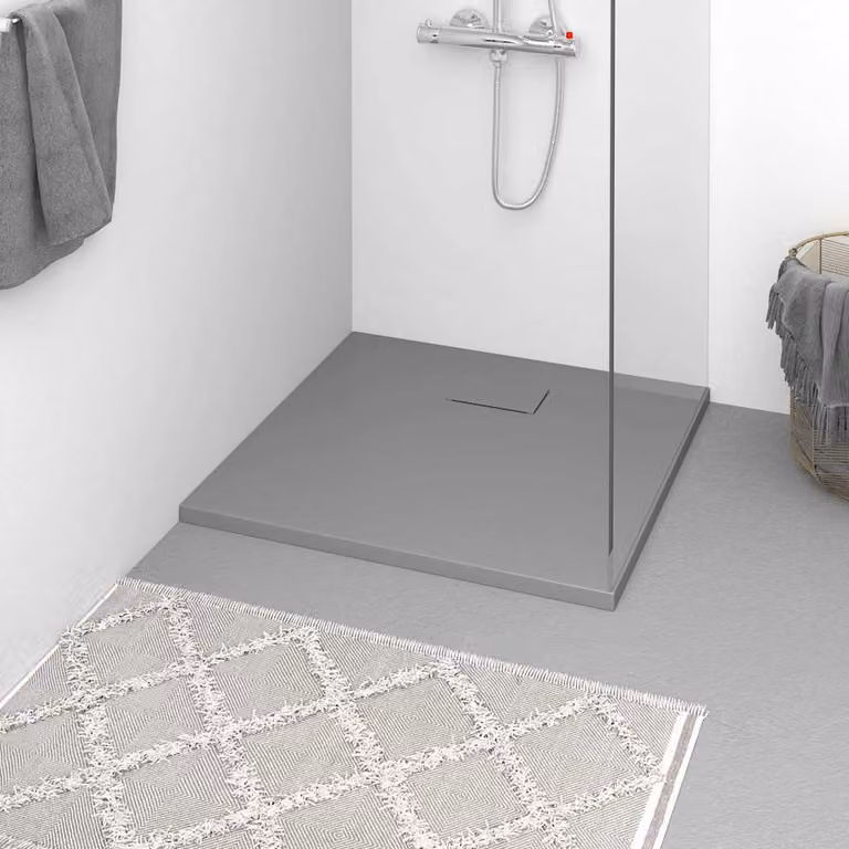 Piatto Doccia Quadrato vidaXL in Mineral Cast Grigio L: 80 cm x P: 80 cm