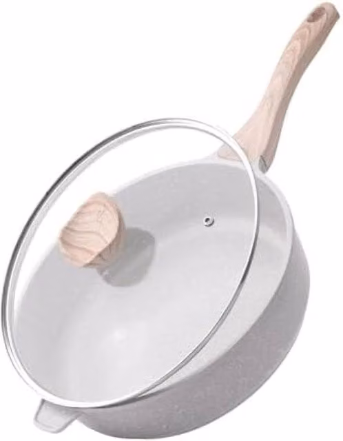 Padella in ceramica ST TRADING bianca con coperchio in vetro, Diametro: 28 cm