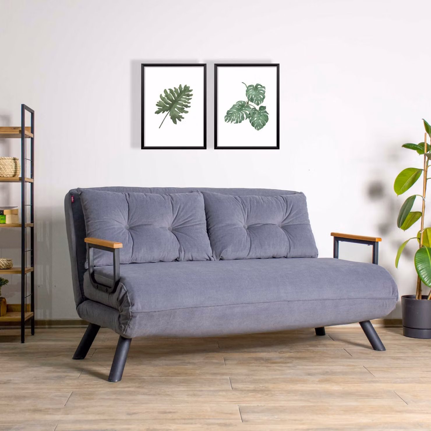Hanah Home, Sando 2-Seater - Grey, divano letto, divano letto 2 posti, grigio, poliestere, 133 x 78 x 78 x cm