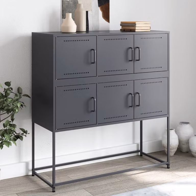 Credenza moderna vidaXL in acciaio antracite L: 100,5 cm, P: 39 cm, H: 107 cm