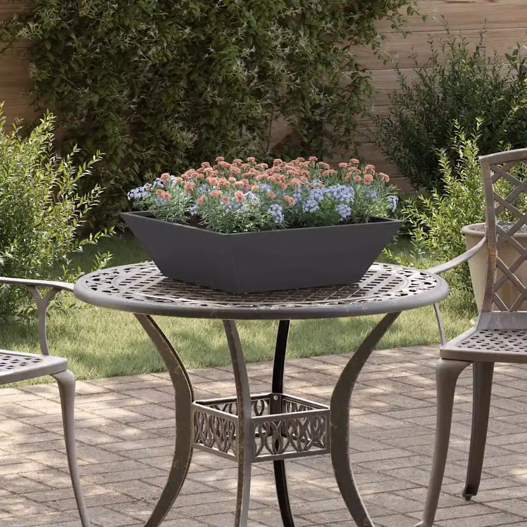 Vaso da giardino vidaXL in acciaio nero L 50 x P 50 x H 15 cm