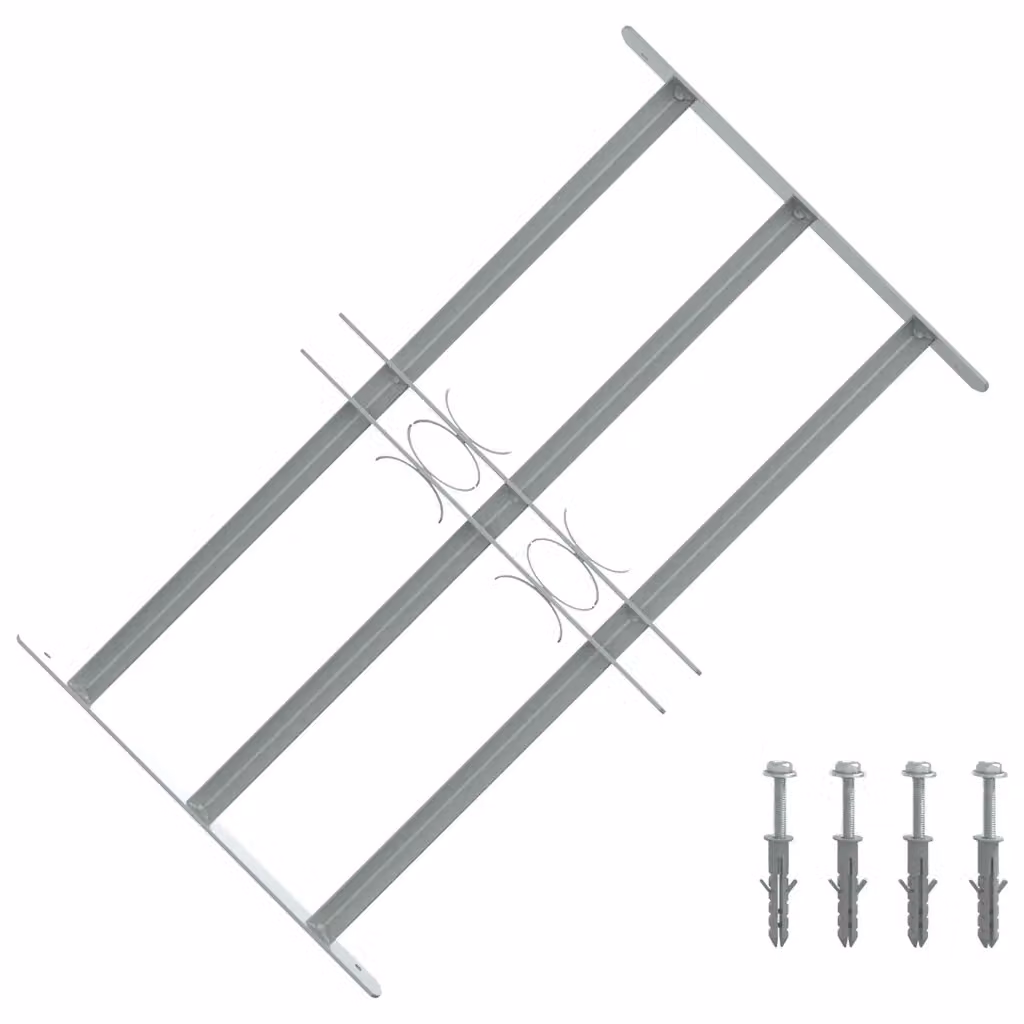 Grate per finestre regolabili vidaXL in acciaio galvanizzato grigio con 3 barre trasversali, larghezza regolabile da 500 a 650 mm