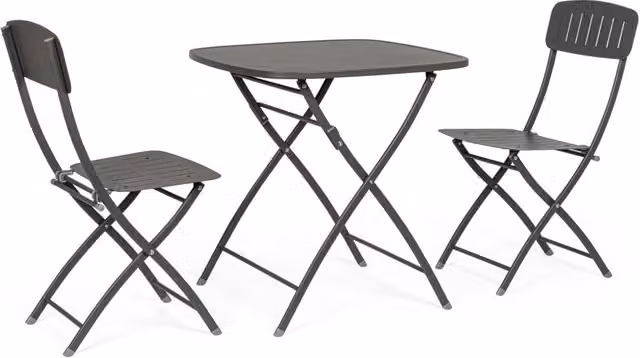 Set Tavolo e 2 Sedie da Giardino in Acciaio Yvonne Antracite