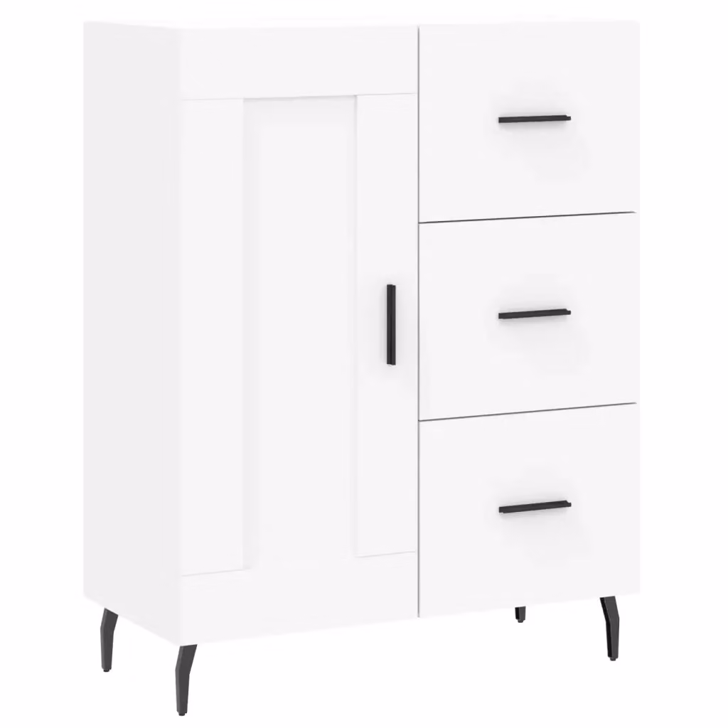 Credenza moderna bianca vidaXL in legno e metallo, L: 69,5 cm, P: 34 cm, H: 90 cm – 2