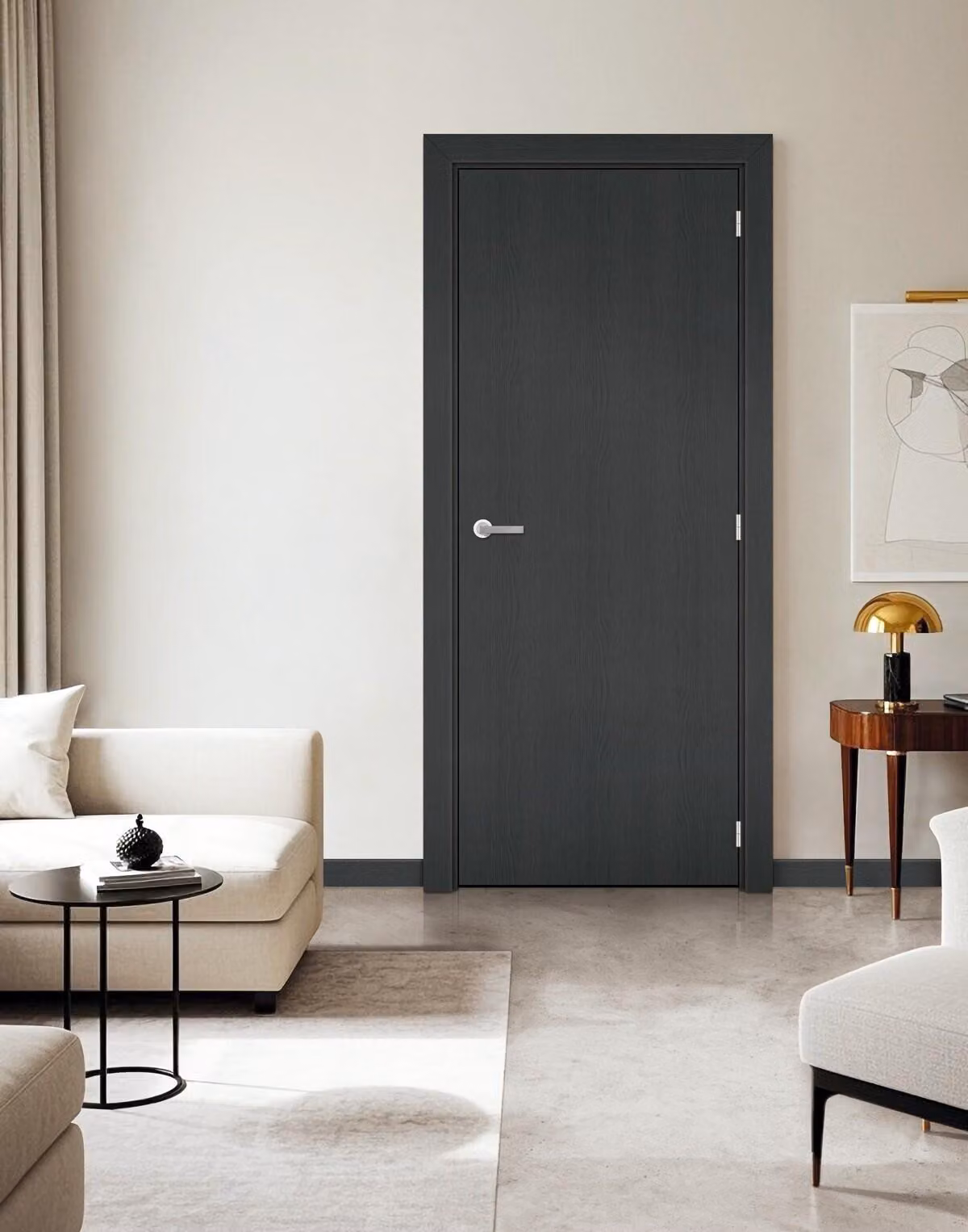 Bloc Porta Rovere Grigio H204 x L83 cm lato tavola P.gauche GD MENUISERIES