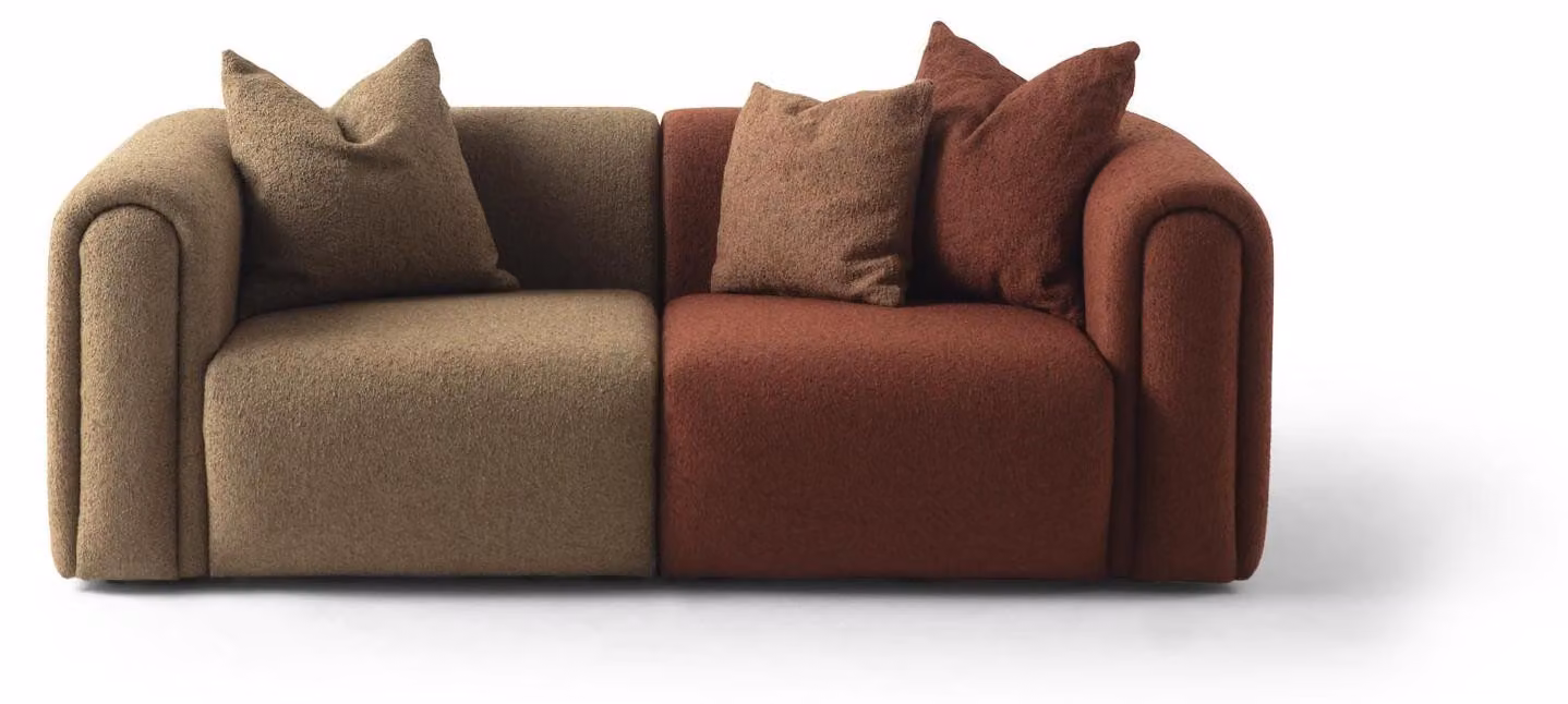 Elegantes 3-Sitzer Sofa aus Textil in Mehrfarbig