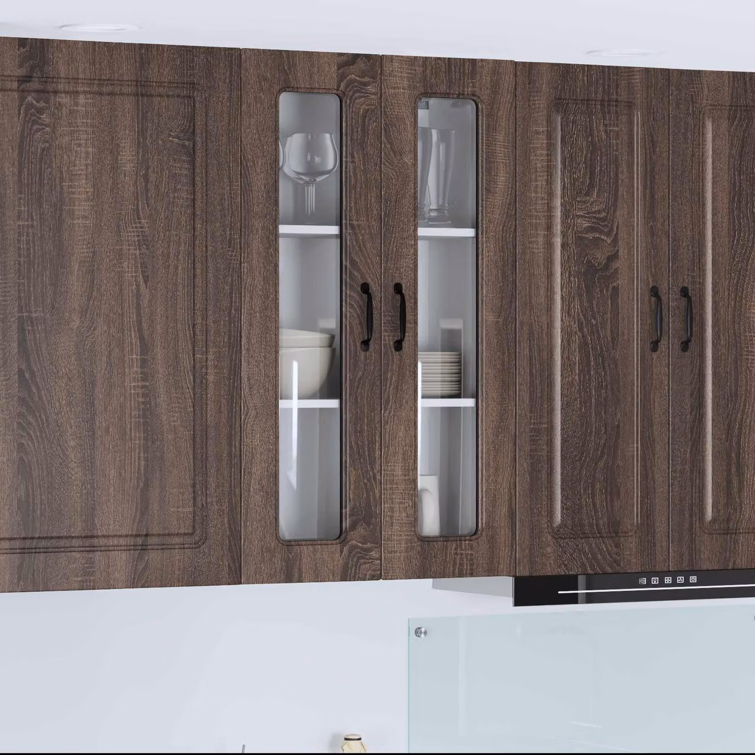 vidaXL Mobile Unit Kalmar per Cucina in Rovere Marrone con Ante in Vetro L/P/H: 60 x 31 x 100 cm