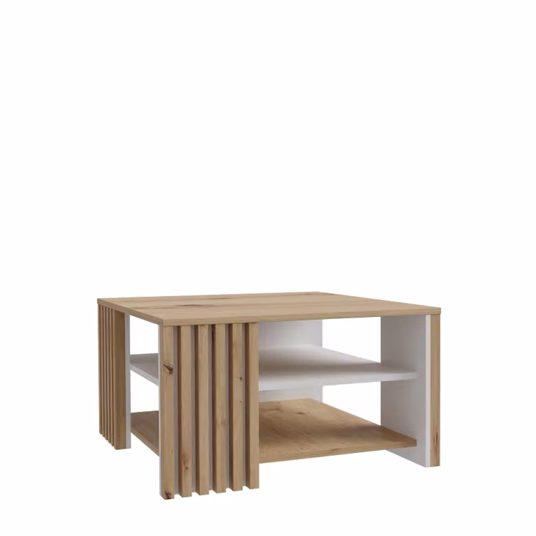 Tavolino da salotto >Cardigan< in rovere Artisan / bianco - 80x45x80 (LxAxP)