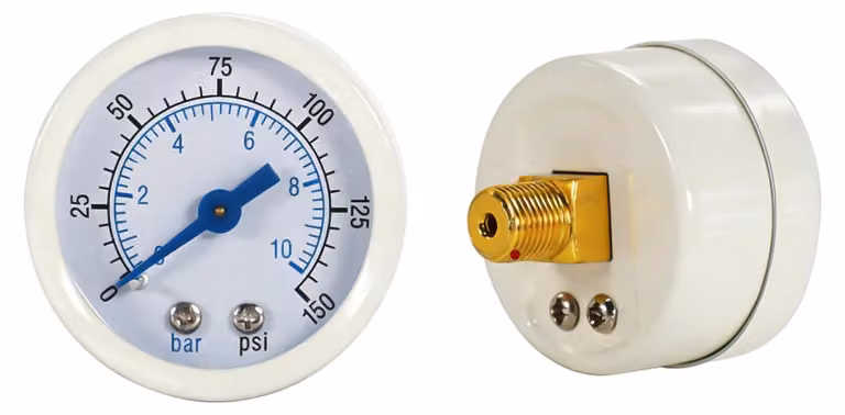 Manometro per misurazione della pressione da 0 a 10 bar, diametro 42 mm, attacco PT1/8, acciaio inossidabile, confezione da 2 pezzi