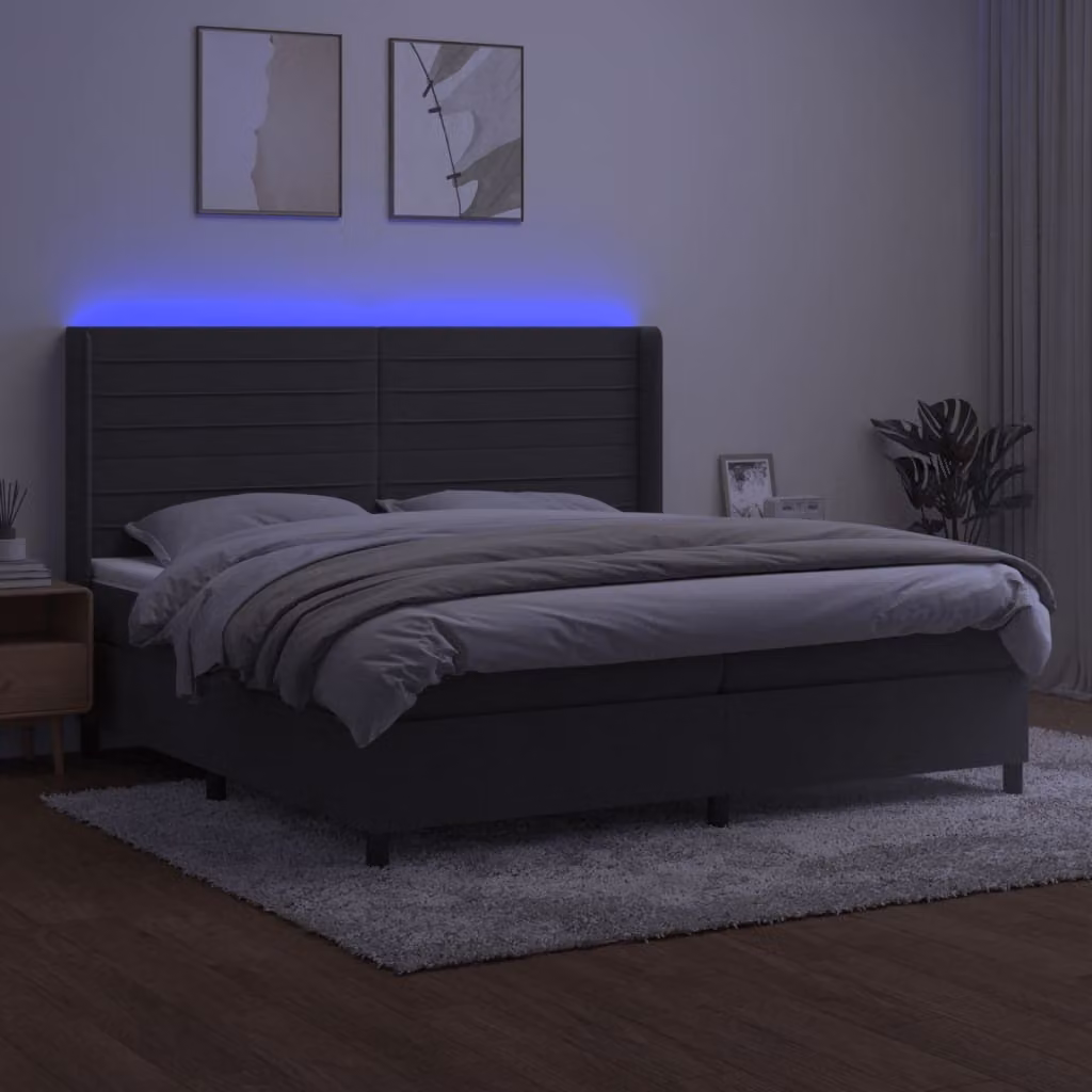 Maison Exclusive - Letto a Molle con Materasso e LED Grigio Scuro 200x200 cm