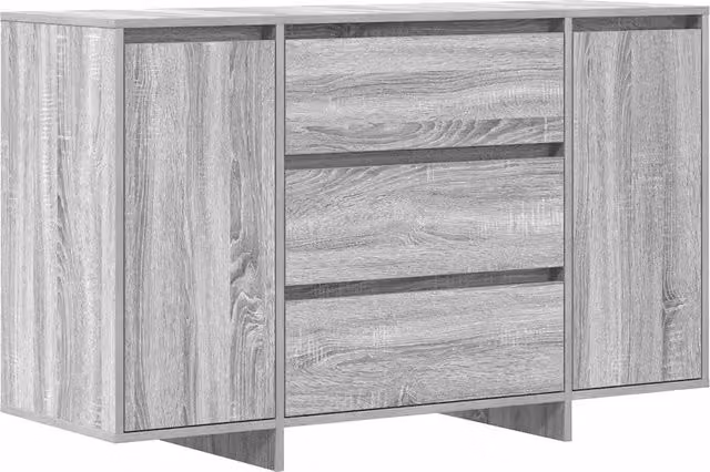 Credenza moderna in legno multistrato e MDF Grigio Sonoma per soggiorno o sala da pranzo L: 120 cm, P: 41 cm, H: 75 cm
