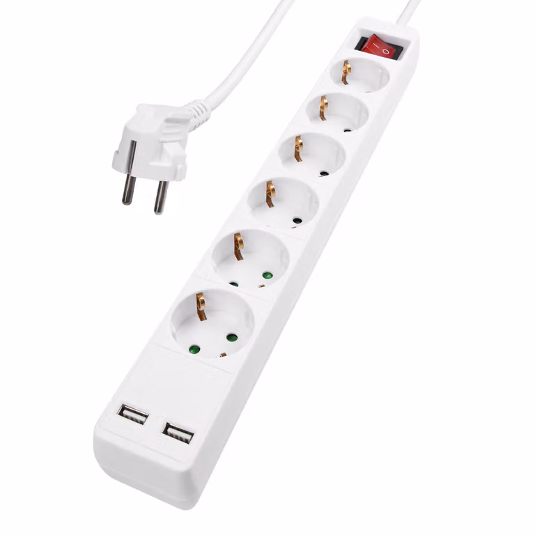 Presa da tavolo, 6 vie con 2 prese di ricarica USB