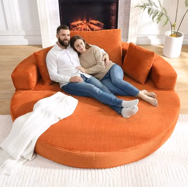 Divano letto pieghevole 2 in 1 ovale 173x176 cm in corda arancione