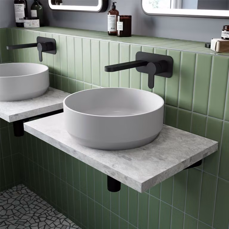 Lavabo da Appoggio Rotondo Moderno Bianco Opaco - 350 mm