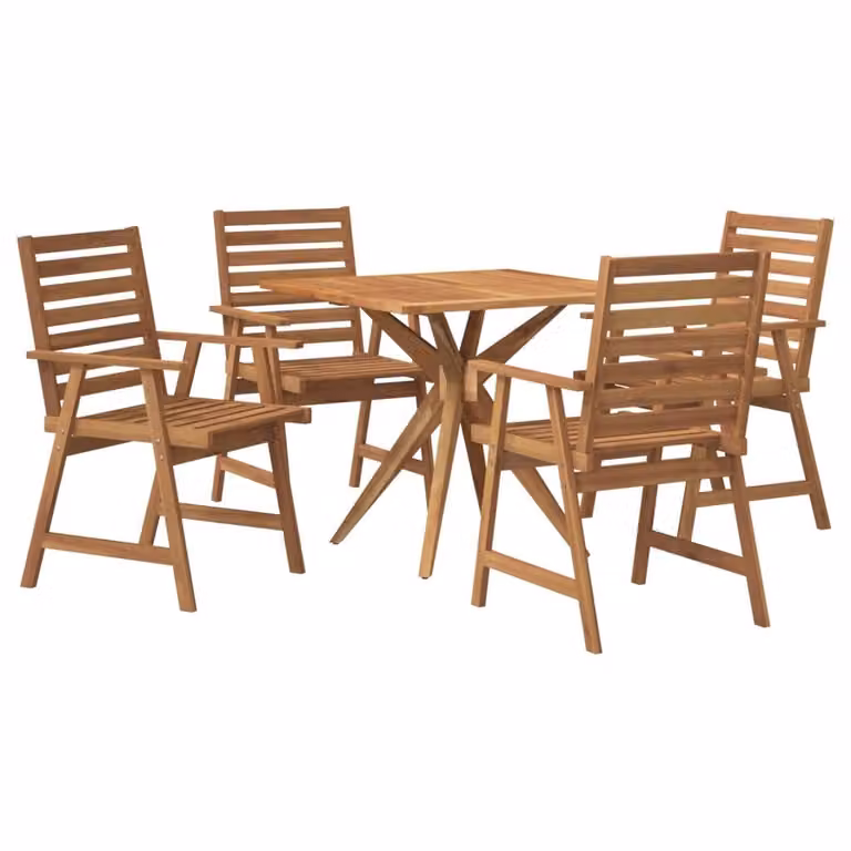 Set da pranzo per giardino, 5 pezzi, in legno massello di acacia