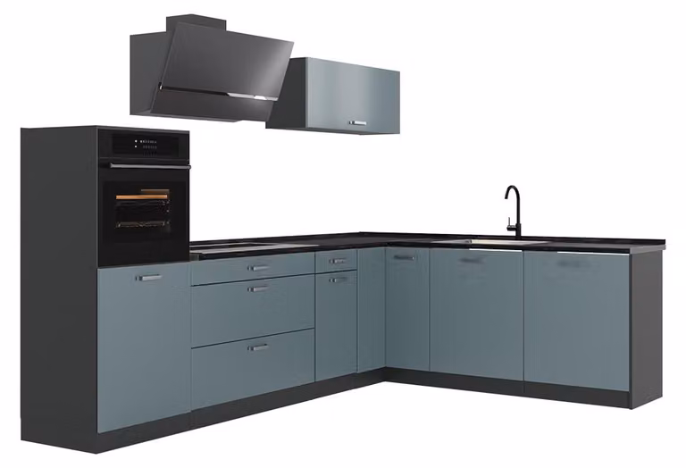 Cucina angolare completa Vicco R-Line Grigio-blu/Antracite 287 x cm piano di lavoro Antracite, Model 67525