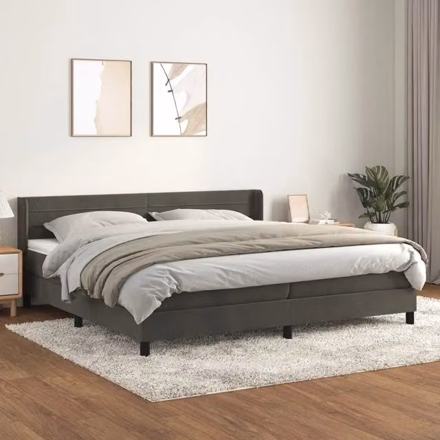 Letto Ibrido vidaXL con Materasso e Struttura in Velluto Grigio e Legno di Larice L/P/H: 200 x 200 x 88 cm – 1
