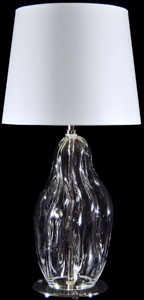 Casa Padrino lampada da tavolo trasparente / argento / bianco Ø 20 x H. 40 cm - lampada da tavolo in vetro con paralume rotondo - lampade da tavolo - lampade da tavolo - qualità