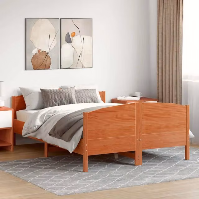 Letto senza Materasso Marrone Cera 140x190 cm in Legno di Pino 3216181