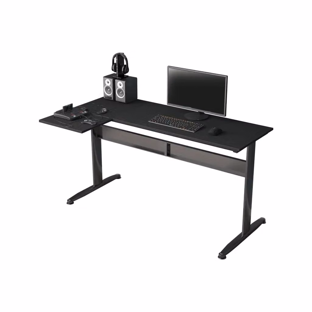 Scrivania angolare Acua DMORA nera per ufficio e casa L: 80 cm, H: 75 cm – 2