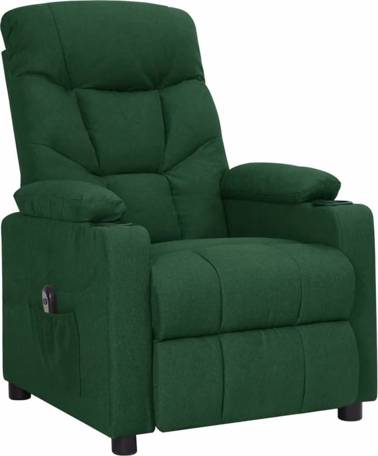 vidaXL Poltrona relax elettrica in tessuto verde scuro