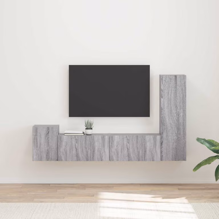 Set mobile TV moderno vidaXL in legno MDF grigio opaco