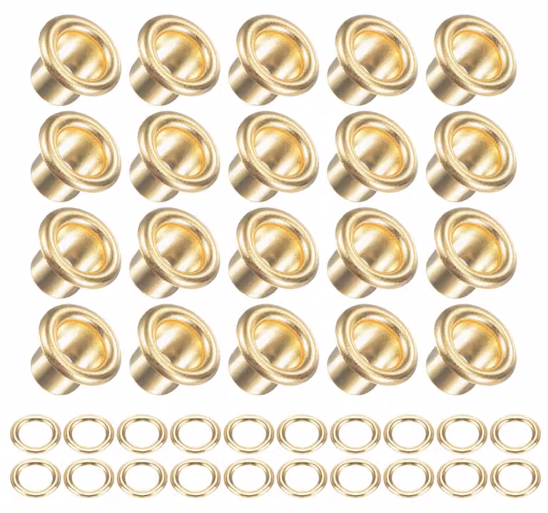 Occhielli con rondelle, dimensioni 10,5x6x7 mm, confezione da 100 pezzi, lega dorata