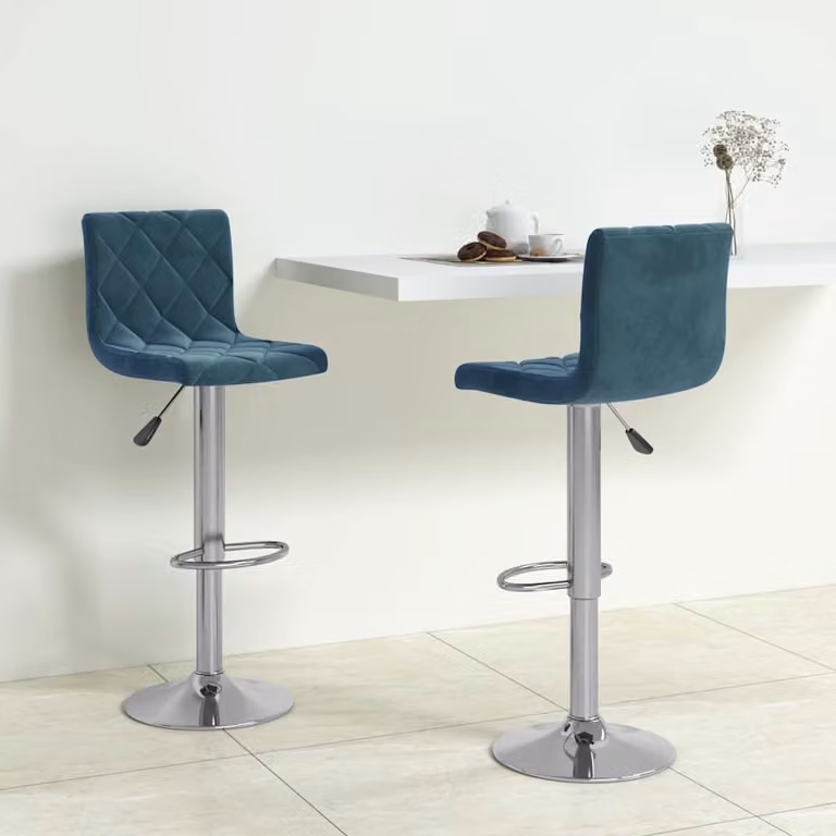 Set di 2 sgabelli da bar vidaXL in velluto blu con base girevole a 360 gradi