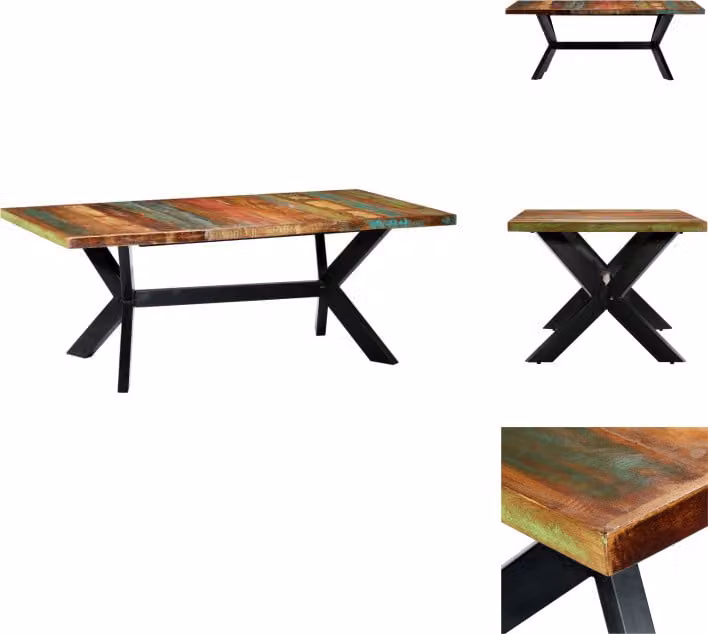 vidaXL Tavolo da pranzo 200x100x75 cm in legno massiccio antico - Tavoli da pranzo