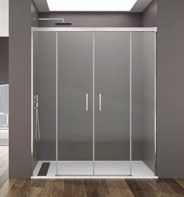 Box doccia rettangolare BASI BASIC 2 con 2 elementi fissi e 2 scorrevoli, vetro trasparente e finitura cromo lucido, L: 170 cm (90+80)