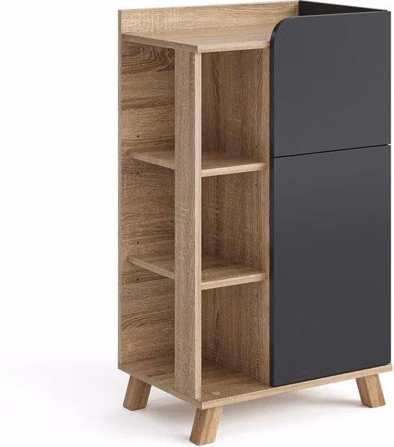 Armadietto di base Vicco per bagno o cucina, colore antracite, con anta e ripiani interni, L: 50 cm, H: 90 cm, P: 35 cm – 1