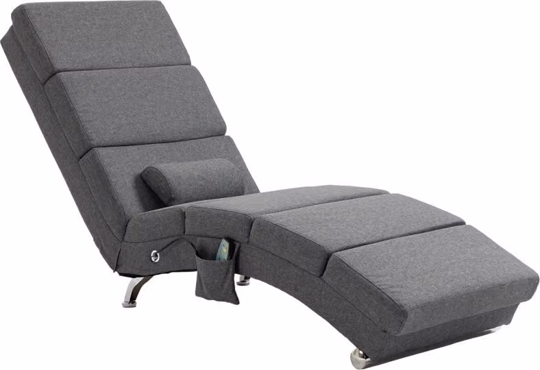 Poltrona massaggiante Moonbite, dimensioni 56 x 168 x 84 cm, con 8 punti di vibrazione, funzione riscaldante, 5 modalità, 2 intensità, telecomando, realizzata in poliestere, colore grigio scuro