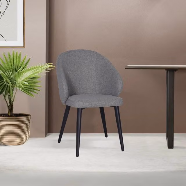 Set 2 Sedie imbottite Patya in tessuto grigio cenere con gambe nere – Comfort essenziale e carattere moderno