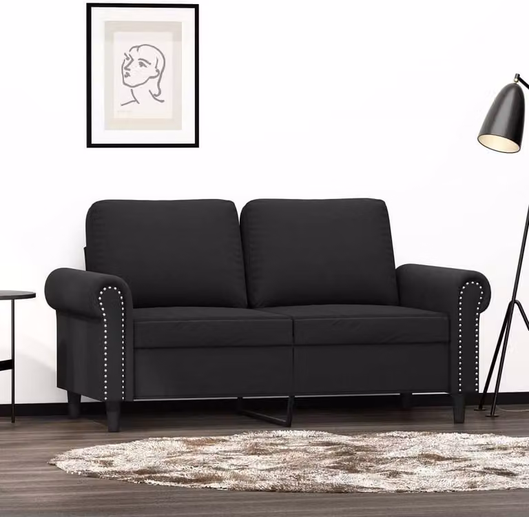 Divano esclusivo, due posti, nero, 120 cm, in velluto
