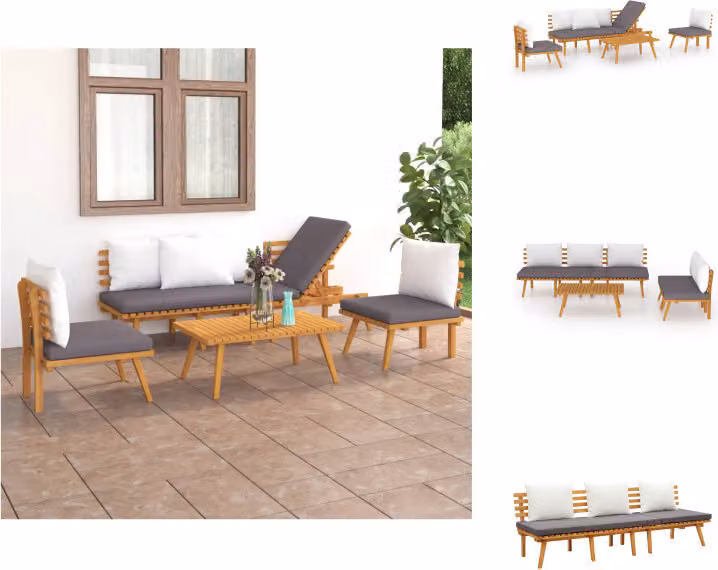 vidaXL Set da salotto da giardino 4 pezzi con cuscini in legno massiccio di acacia - Set di mobili da giardino