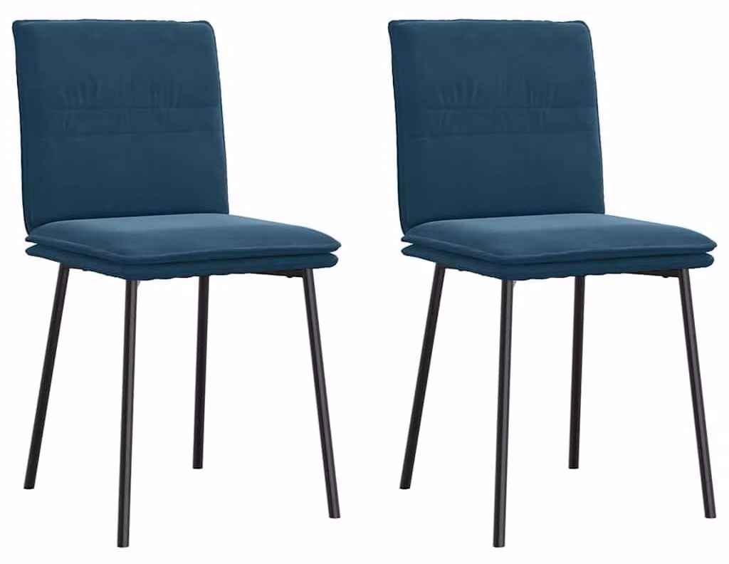 Set di 2 sedie da pranzo in velluto blu