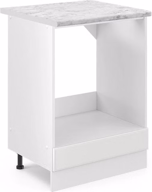 Mobile per forno da incasso Vicco R-Line Bianco rustico con piano in marmo, Larghezza: 60 cm