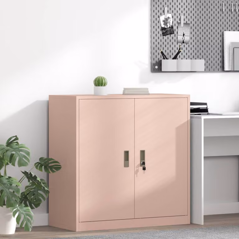 Armadio vidaXL in metallo rosa con ante a battente e serratura L 90 x P 40 x H 90 cm