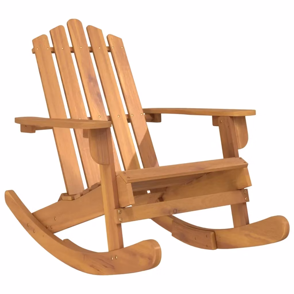 Sedia a Dondolo Adirondack vidaXL in Legno di Acacia Oliato Marrone per Giardino e Terrazzo – 2