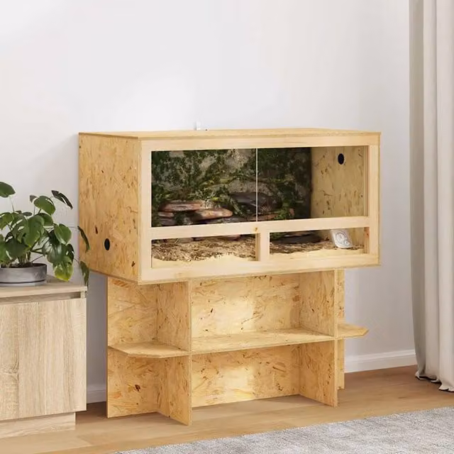 Terrario vidaXL in legno e vetro marrone stile rustico L: 100 cm, P: 50 cm, H: 100 cm