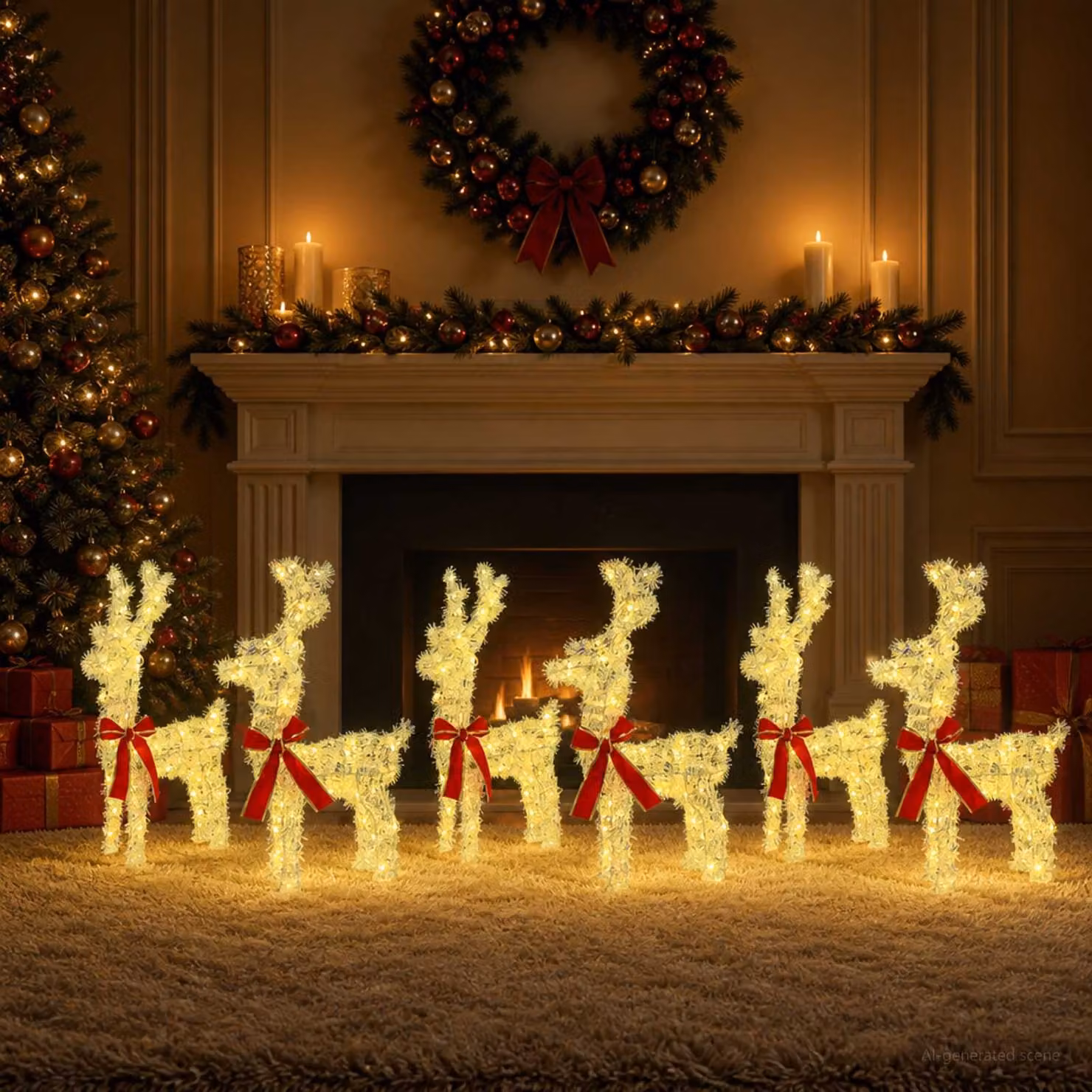 vidaXL Renna di Natale 6 pz 160 LED Bianco caldo 33 x 12 x 55 cm