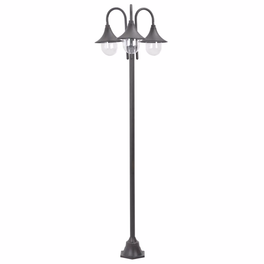 The Living Store Dissuasore da giardino E27 220 cm in alluminio a 3 lanterne bronzo
