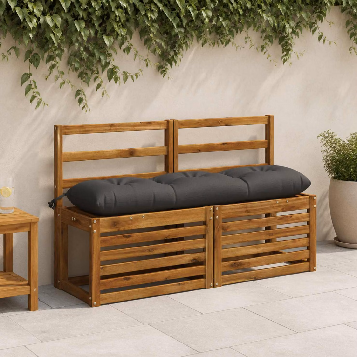 Set di 2 cuscini per panchina vidaXL VIANEN in poliestere antracite con imbottitura in schiuma e coperture lavabili