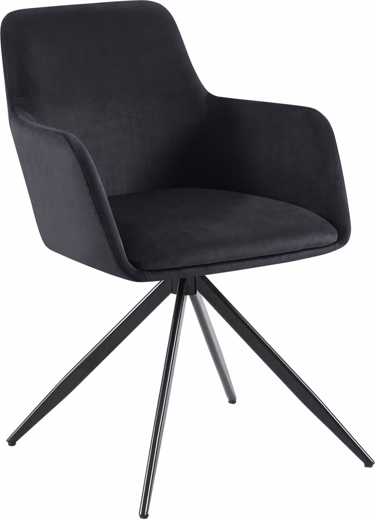 Sgabello da bar moderno girevole, rivestimento in velluto nero opaco, base a quattro gambe, 56x81x62 cm